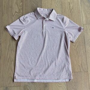 Vineyard Vines Red and White Striped On The Go Sankaty Polo